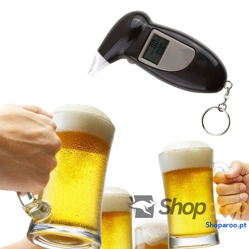 Detetor de Alcool no sangue teste alcoolemia porta chaves dispositivo álcool LCD Preto