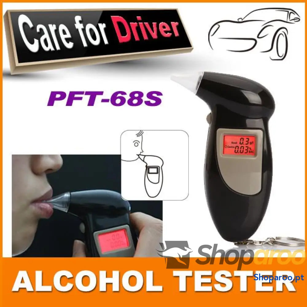 Detetor de Alcool no sangue teste alcoolemia porta chaves dispositivo álcool LCD Preto