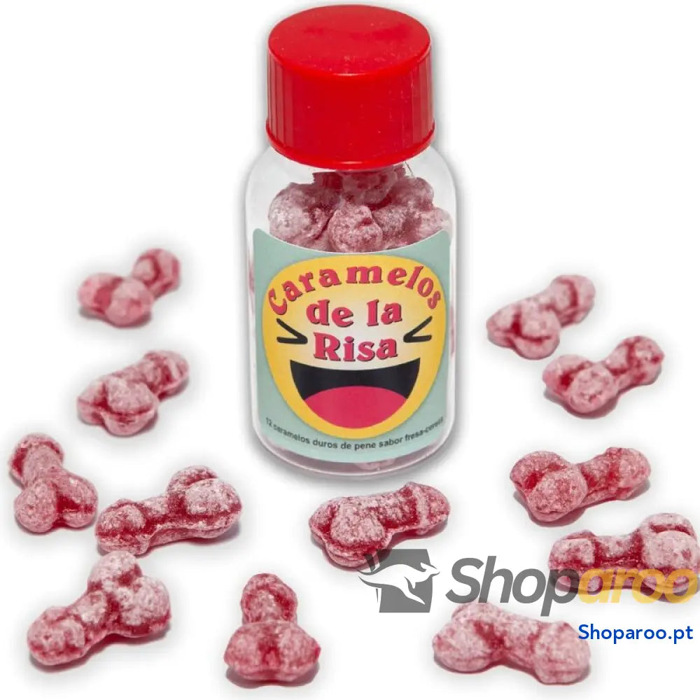 DIABLO PICANTE - 12 DOCES DE RISADA EM FORMA DE PÊNIS MORANGO/CEREJA
