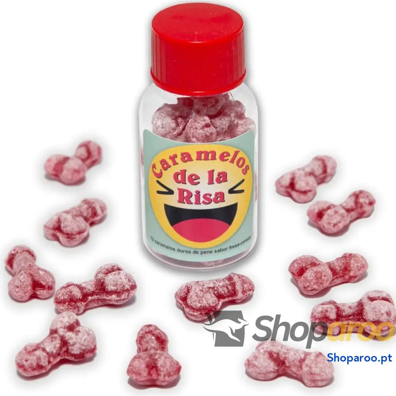 DIABLO PICANTE 12 DOCES DE RISADA EM FORMA PÊNIS MORANGO/CEREJA