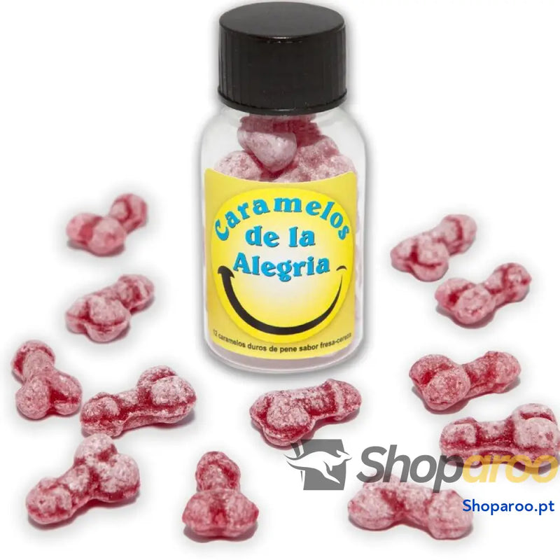 DIABLO PICANTE 12 DOCES JOY EM FORMA DE PÊNIS MORANGO/CEREJA