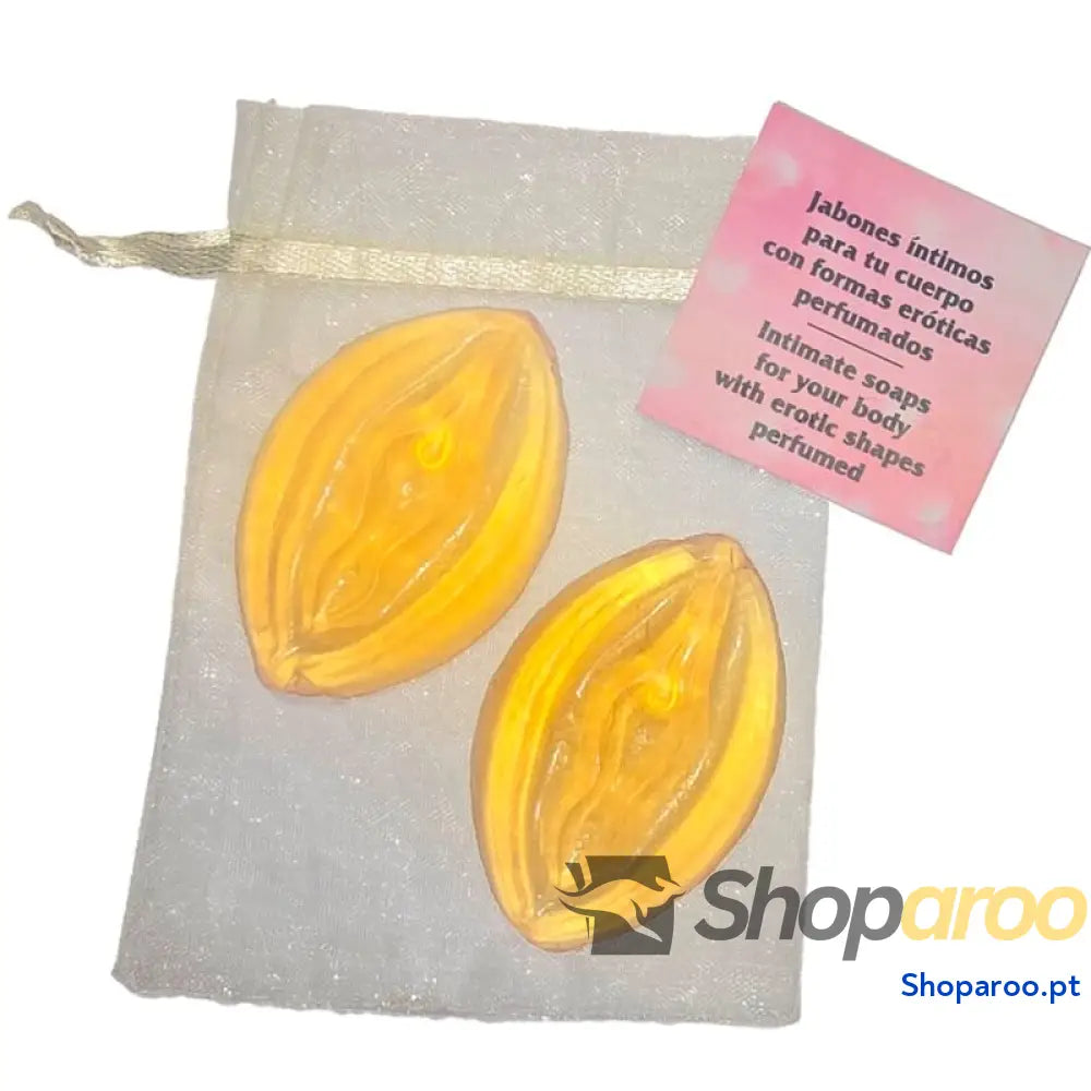 DIABLO PICANTE - 2 SABONETES PERFUMADOS EM FORMATO DE VAGINA AMARELO