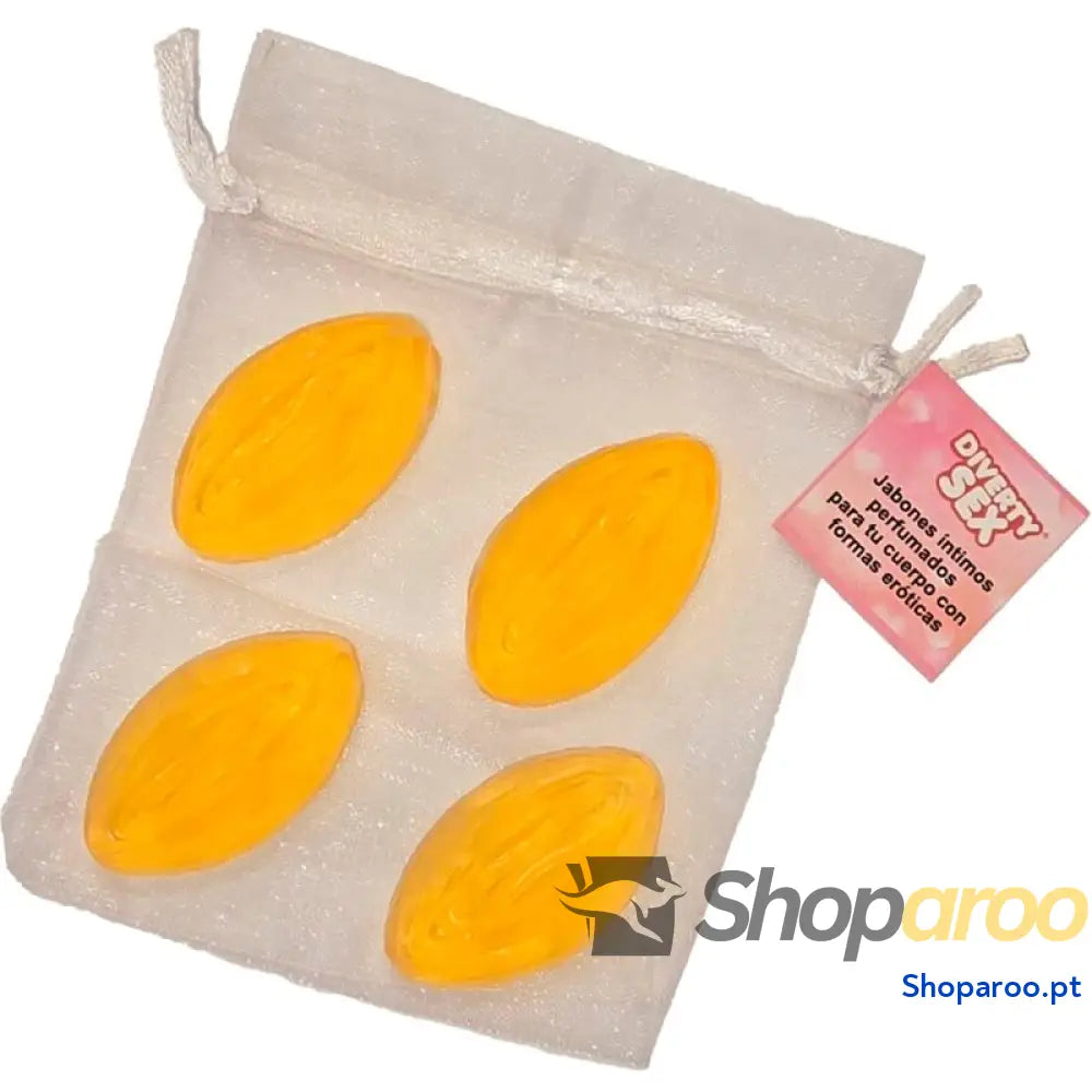 DIABLO PICANTE - 4 MINI SABONETES EM FORMATO DE VAGINA AMARELO
