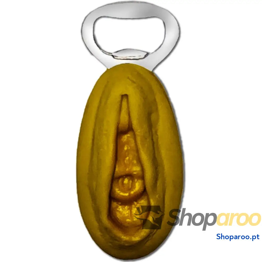 DIABLO PICANTE - ABRIDOR DE PRATA COM FORMATO DE VAGINA DOURADA