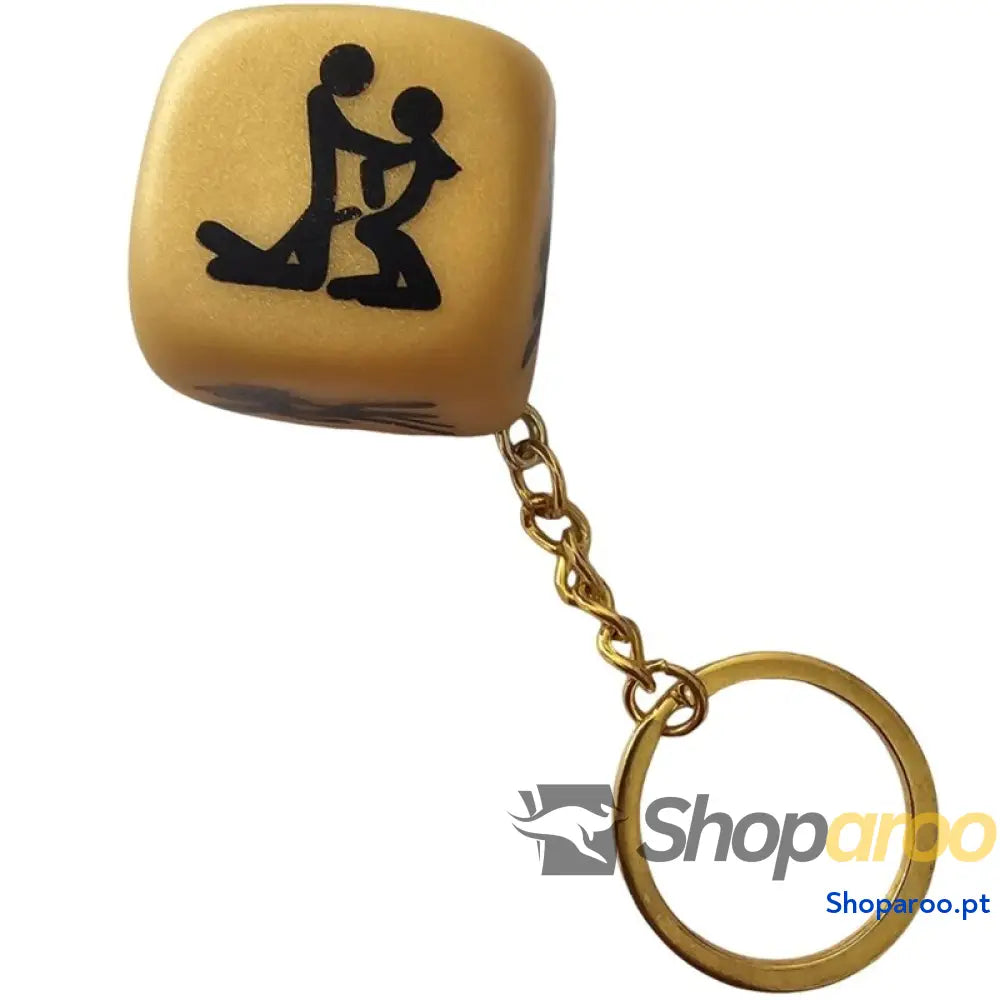 DIABLO PICANTE - CHAVEIRO DADO DOURADO COM POSES