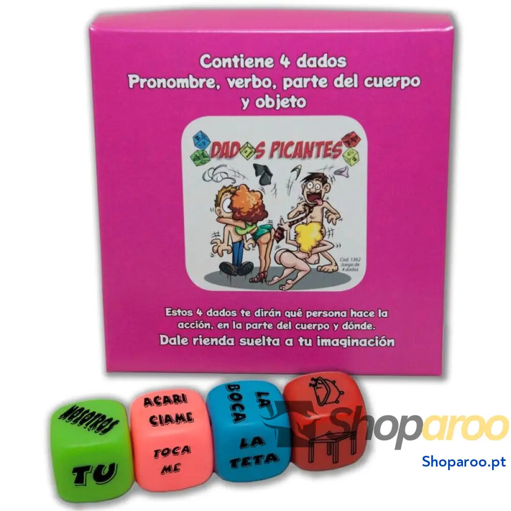 DIABLO PICANTE JOGO DE 4 DADOS PRONOMES VERBOS PARTES DO CORPO E LUGAR