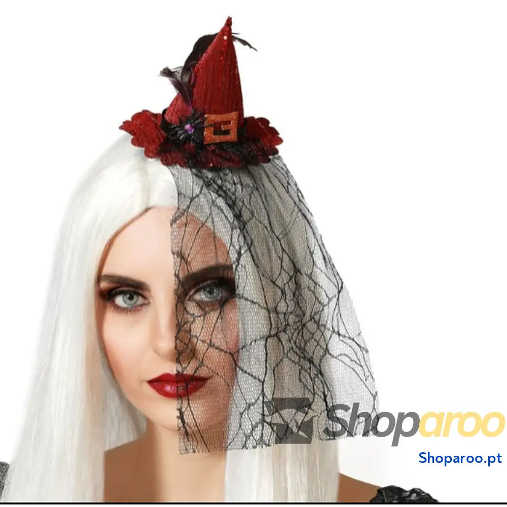Diadema Chapéu Bruxa Halloween Vermelho
