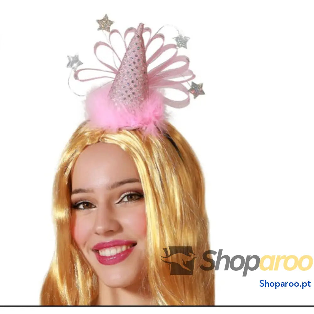 Diadema Cor de Rosa Fantasia