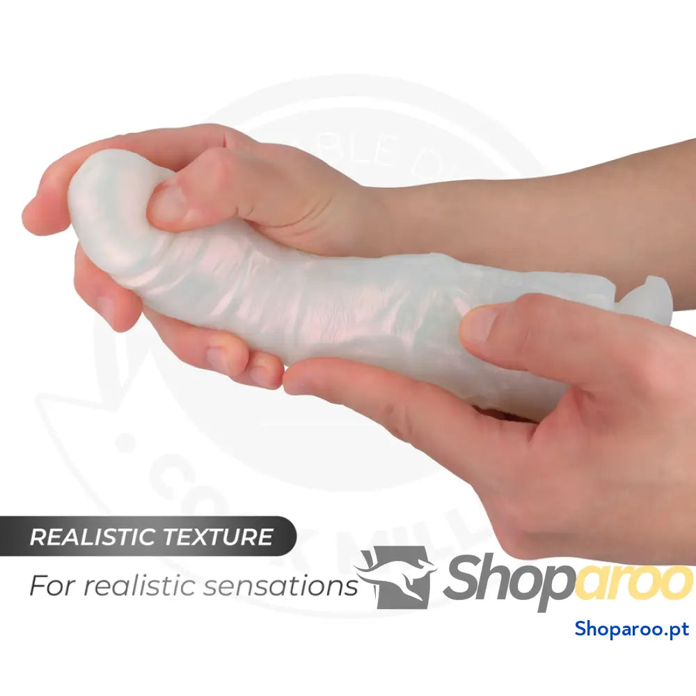 DILDO COM VENTOSA LUZES E VIBRAÇÃO CONTROLE REMOTO BRANCO 19,5 CM - COCK MILLER