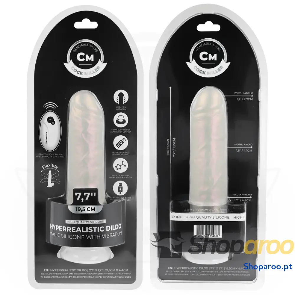 DILDO COM VENTOSA LUZES E VIBRAÇÃO CONTROLE REMOTO BRANCO 19,5 CM - COCK MILLER