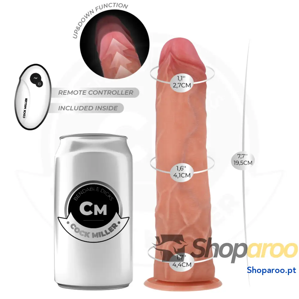 DILDO HIPER-REALISTA COM VENTOSA E IMPULSÃO CONTROLE REMOTO 19,5 CM - COCK MILLER