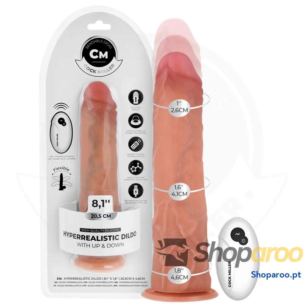 DILDO HIPER-REALISTA COM VENTOSA E IMPULSÃO CONTROLE REMOTO 20,5 CM - COCK MILLER