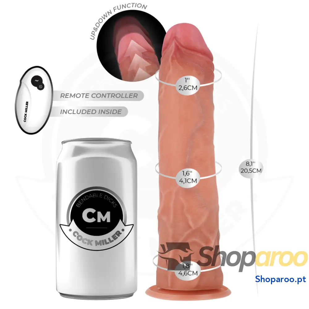 DILDO HIPER-REALISTA COM VENTOSA E IMPULSÃO CONTROLE REMOTO 20,5 CM - COCK MILLER