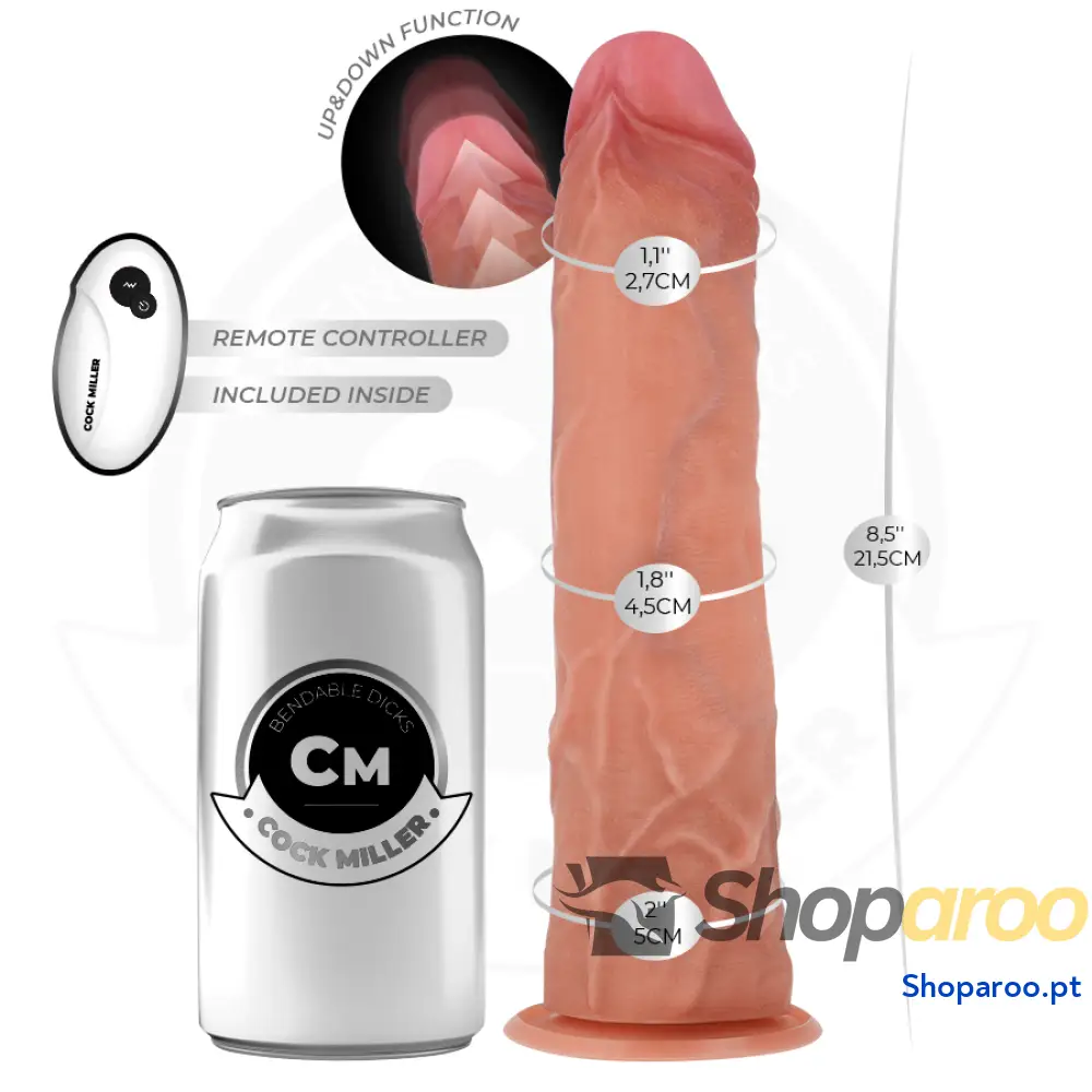 DILDO HIPER-REALISTA COM VENTOSA E IMPULSÃO CONTROLE REMOTO 21,5 CM - COCK MILLER