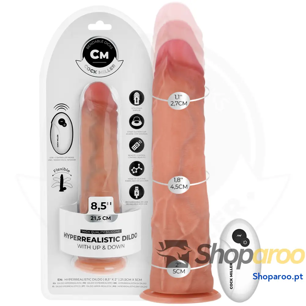 DILDO HIPER-REALISTA COM VENTOSA E IMPULSÃO CONTROLE REMOTO 21,5 CM - COCK MILLER