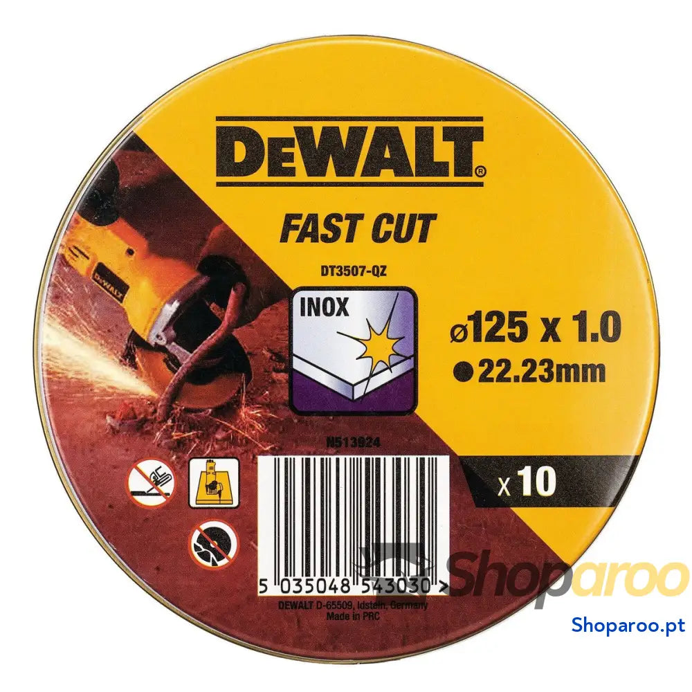 Disco de corte Dewalt Fast Cut dt3507-qz 10 Unidades 115 x 1 x 22,23 mm