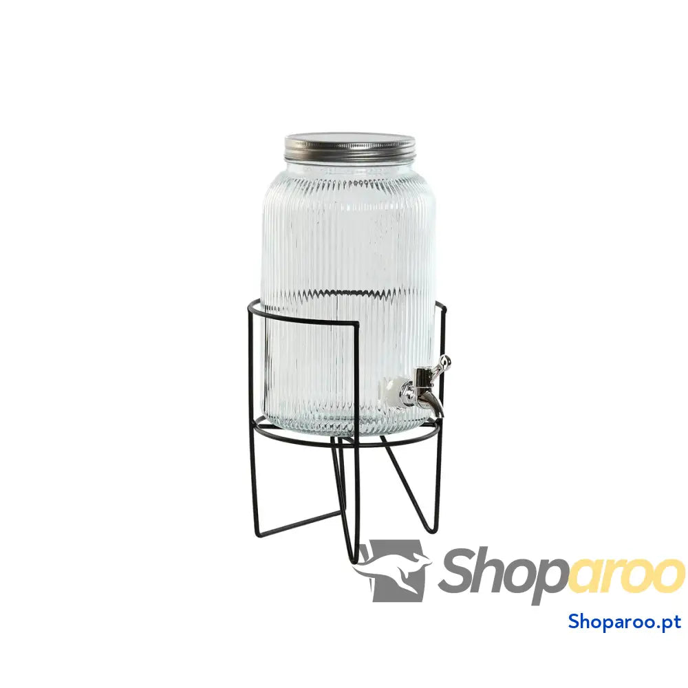 Dispensador de Água Home ESPRIT Preto Metal Silicone Cristal ABS 5 L 19,6 x 23,5 40,5 cm