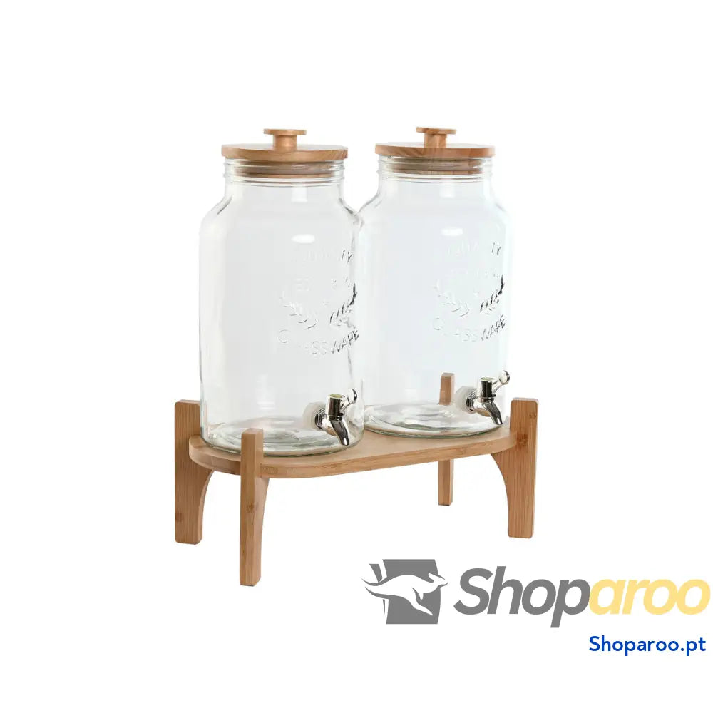 Dispensador de bebidas Home ESPRIT Silicone Bambu Cristal Plástico 5,5 L 37 x 25 46 cm