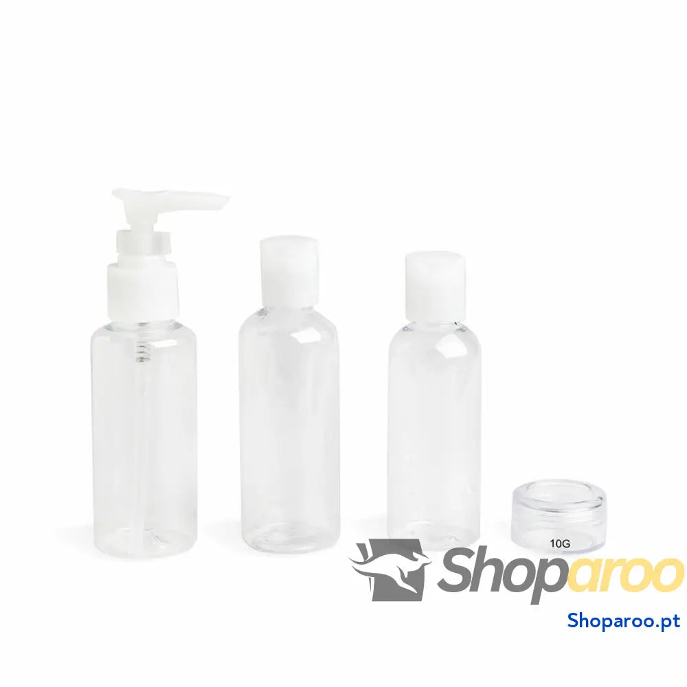 Dispensador de Líquidos de Viagem 4 em 1 IDC Institute Travel Transparente Conjunto 4 Peças
