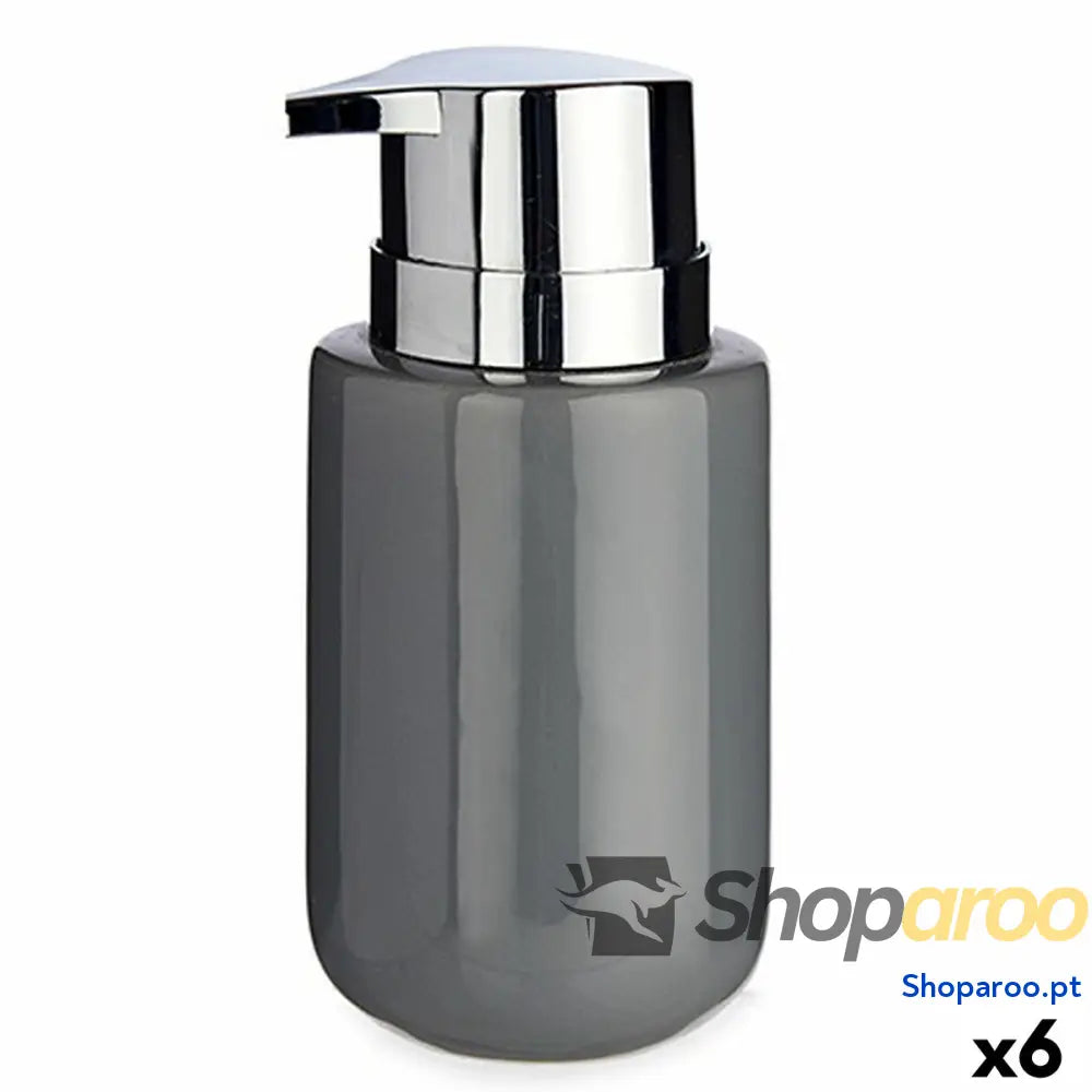 Dispensador de Sabão Berilo J1017 A GRIS Cinzento Prateado Metal Cerâmica 350 ml 7 x 14,5 8,5 cm (6 Unidades)