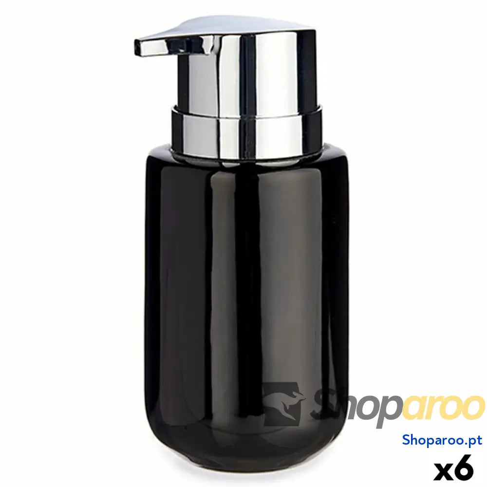 Dispensador de Sabão Berilo J1017 A NEGRO Preto Prateado Metal Cerâmica 350 ml 7 x 14,5 8,5 cm (6 Unidades)