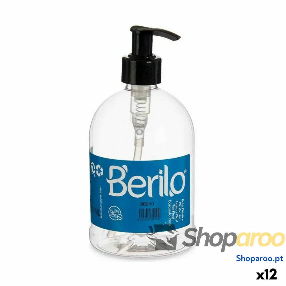 Dispensador de Sabão Berilo SE1205 DOSIFICADOR Preto Transparente Plástico 500 ml 8 x 16,5 cm (12 Unidades)