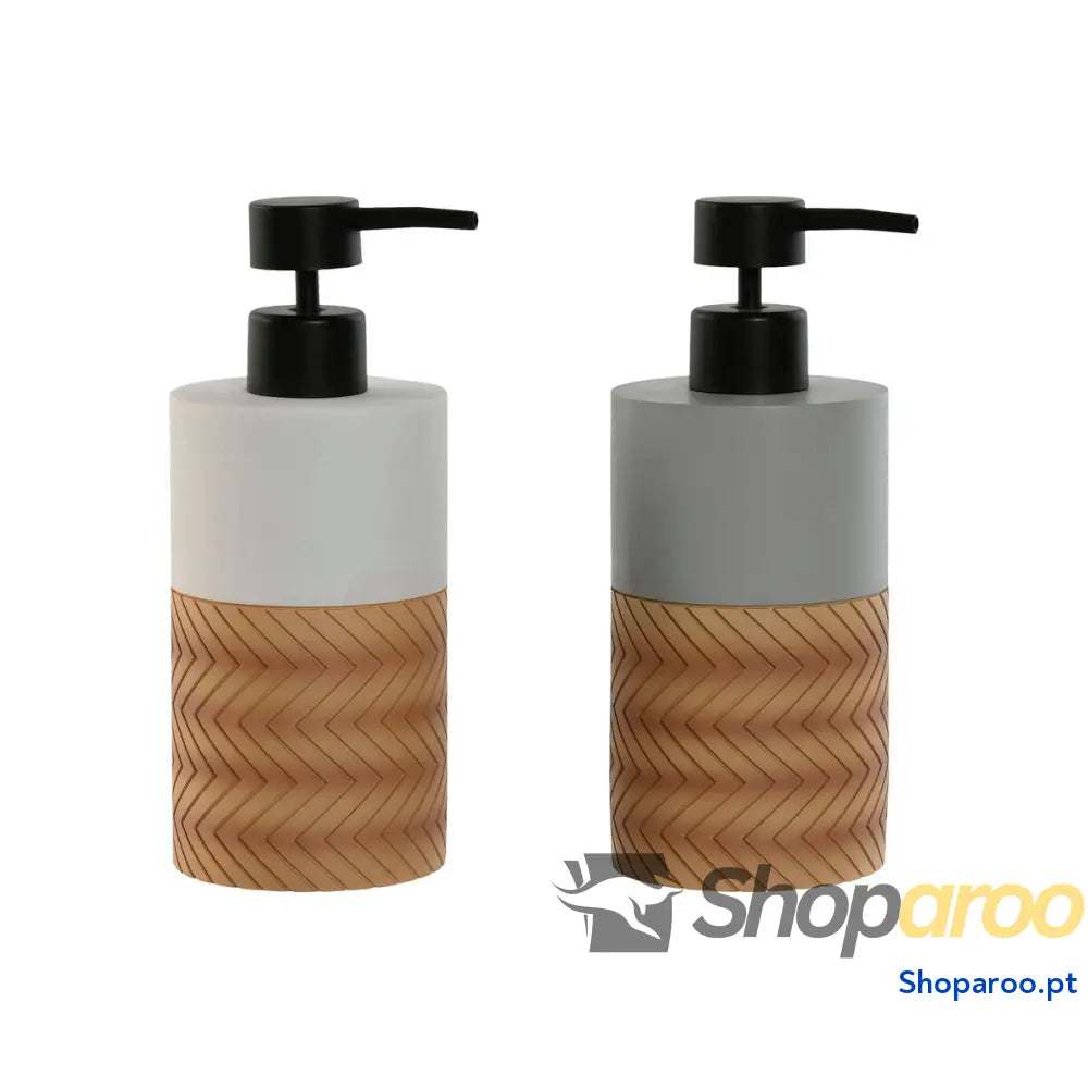 Dispensador de Sabão Home ESPRIT Branco Cinzento Natural Resina Polietileno 7,5 x 18,5 cm (2 Unidades)