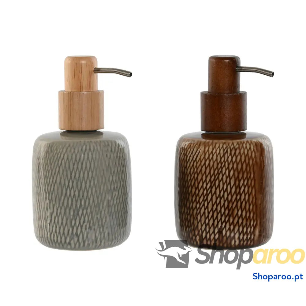 Dispensador de Sabão Home ESPRIT Castanho Cinzento Polietileno Grés 8,5 X 16 cm (2 Unidades)
