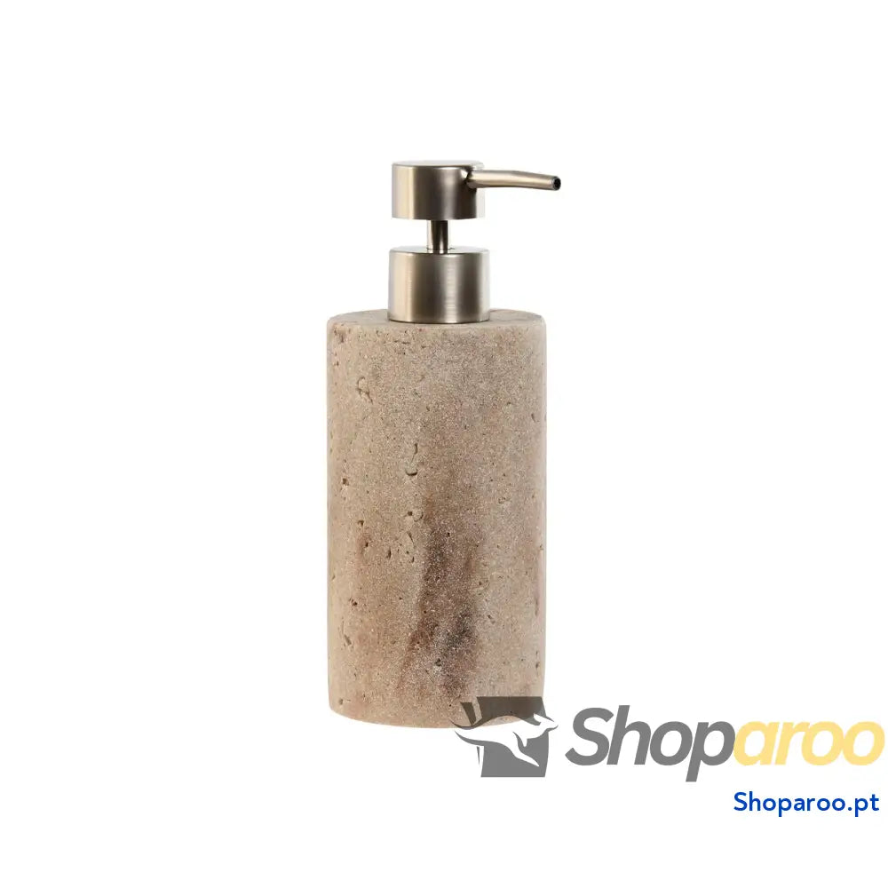 Dispensador de Sabão Home ESPRIT Creme Prateado Resina Polietileno Mármore 7 x 17,5 cm