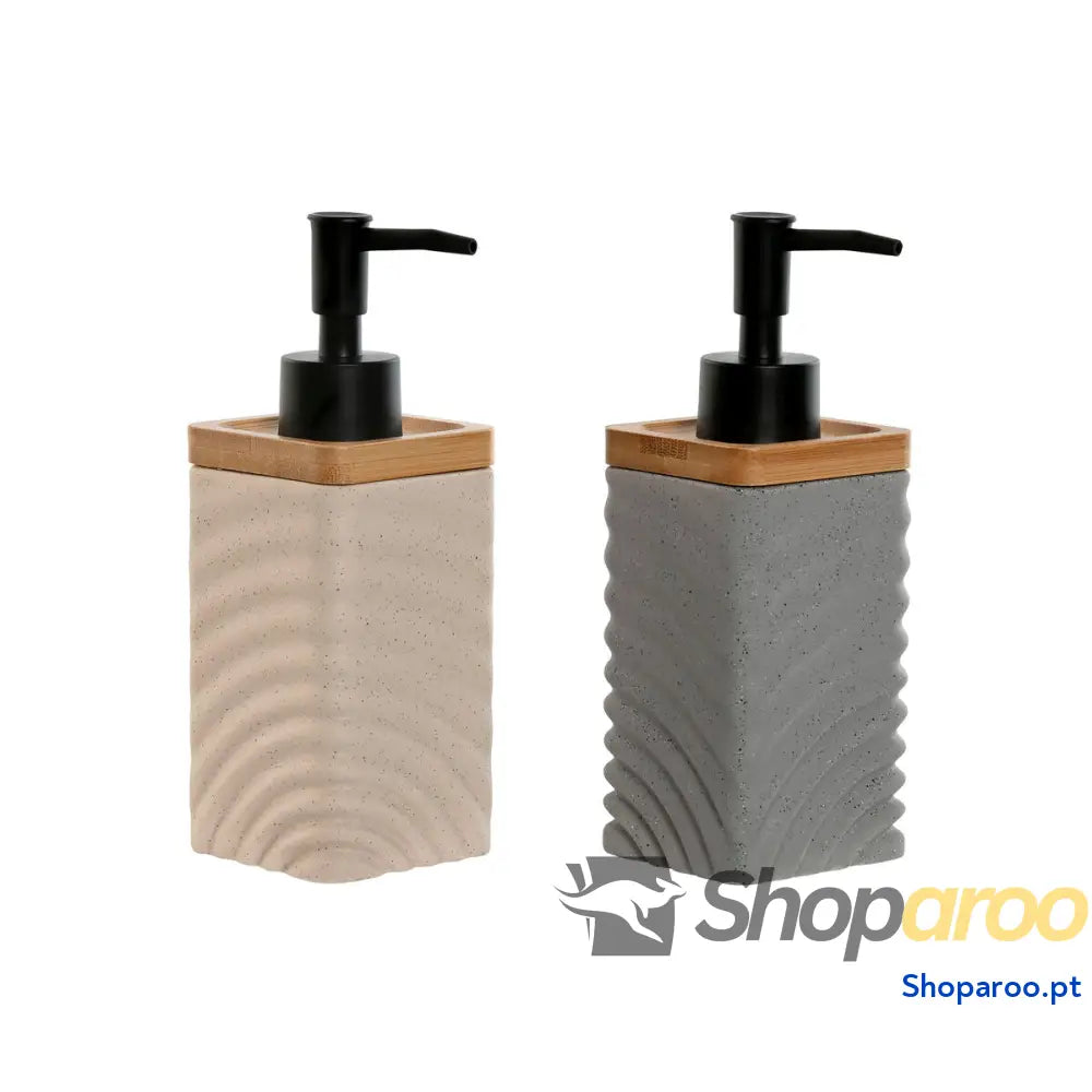 Dispensador de Sabão Home ESPRIT Preto Cinzento Creme Bambu Dolomite 320 ml (2 Unidades)