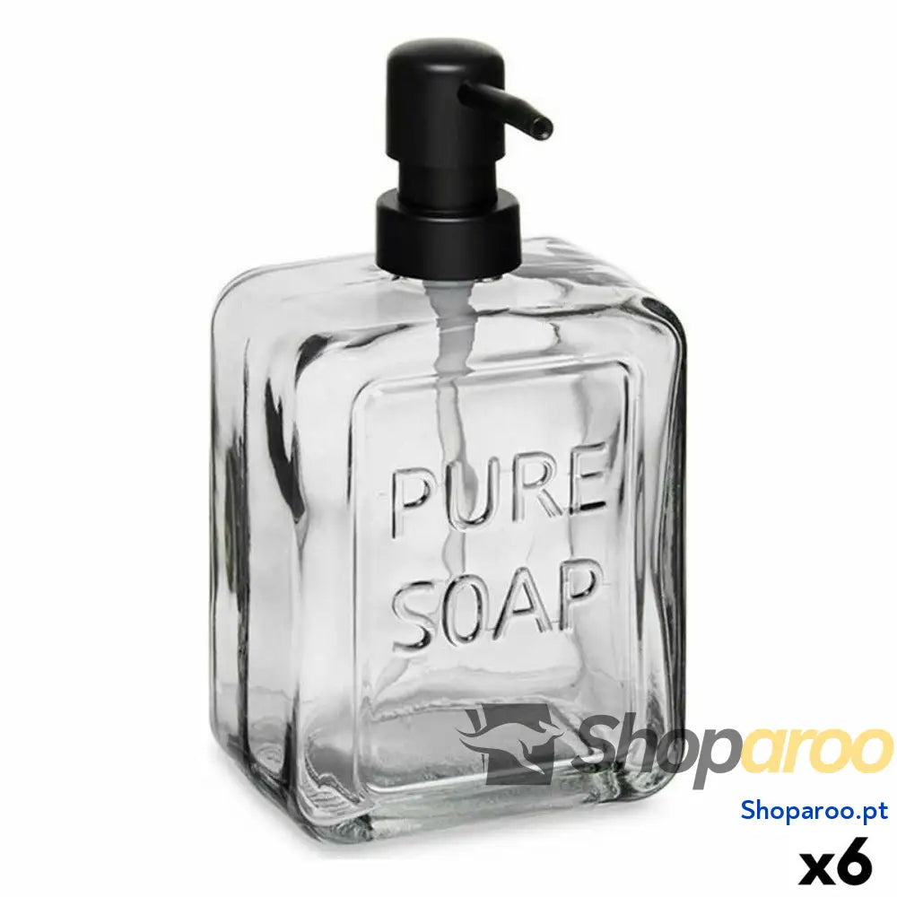 Dispensador de Sabão Pure Soap Cristal Preto Plástico 570 ml (6 Unidades)