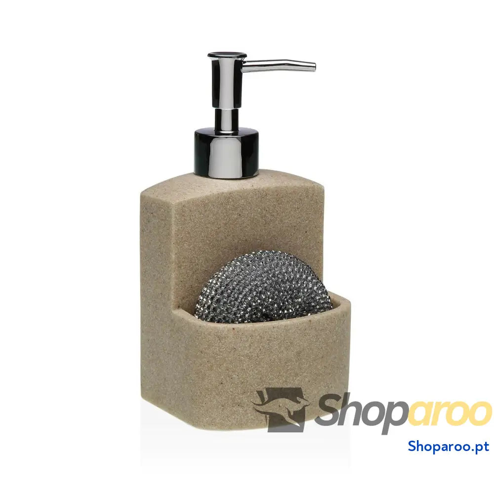 Dispensador de Sabão Versa Bege Resina Cerâmica Minimalista