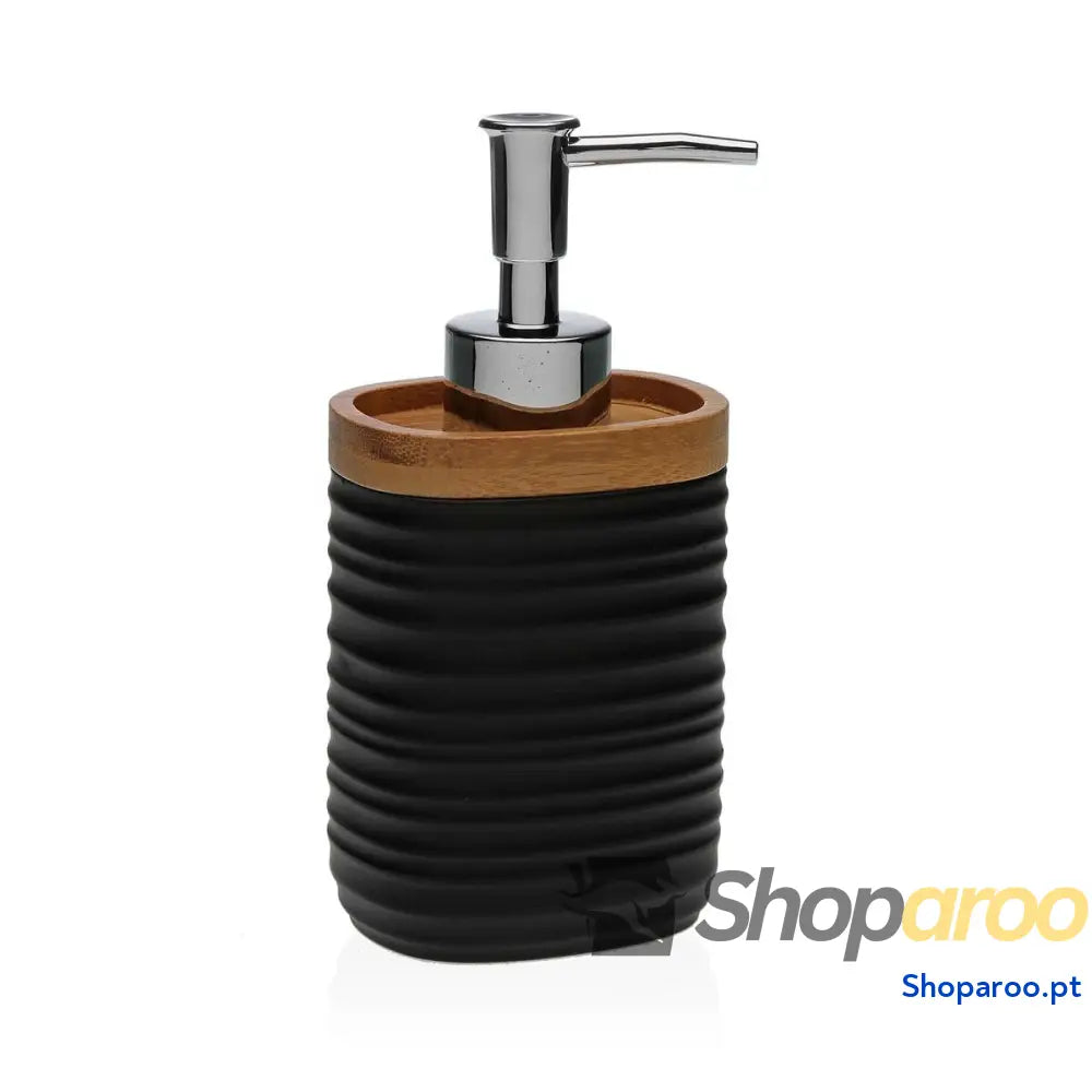 Dispensador de Sabão Versa Preto Resina Bambu Polipropileno ABS