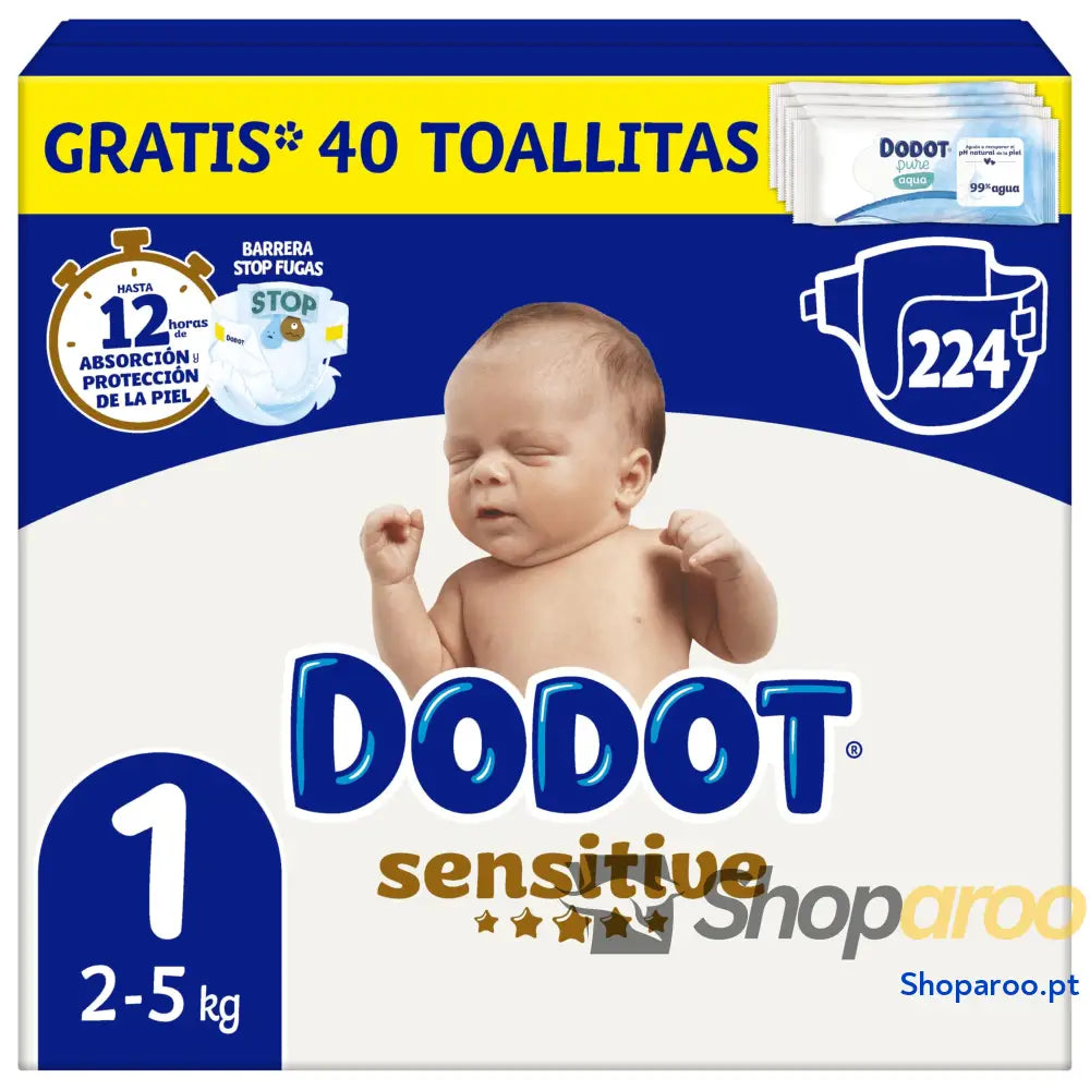 Dodot Fraldas Bebé Sensitive Tamanho 4 (9 14 kg) 192 + Calças de Presente Até 12 h Proteção Anti Fugas e Cuidado
