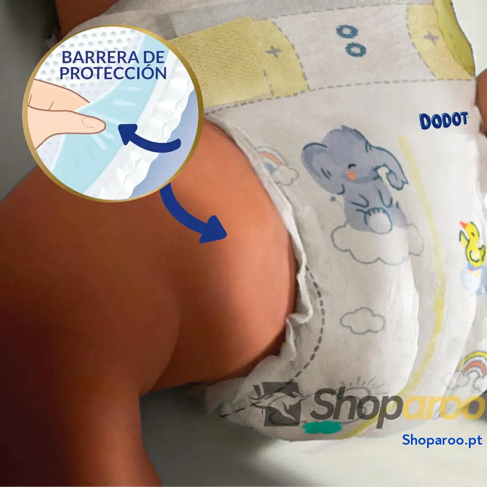 Dodot Fraldas Bebé Sensitive Tamanho 4 (9 14 kg) 192 + Calças de Presente Até 12 h Proteção Anti Fugas e Cuidado