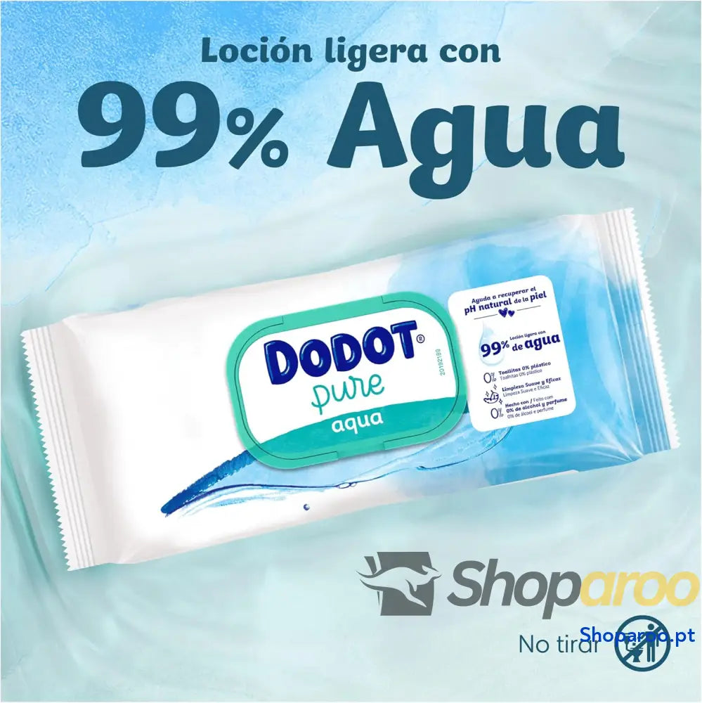 Dodot Toallitas Pure Aqua Para Bebé 864 (18 Packs de 48 Unidades) Ayuda A Restaurar El PH Natural De La Piel 99% Agua