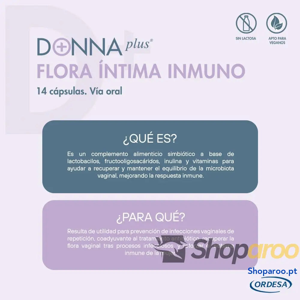 DonnaPlus Flora Íntima Imuno complemento alimentar simbiótico vaginal
