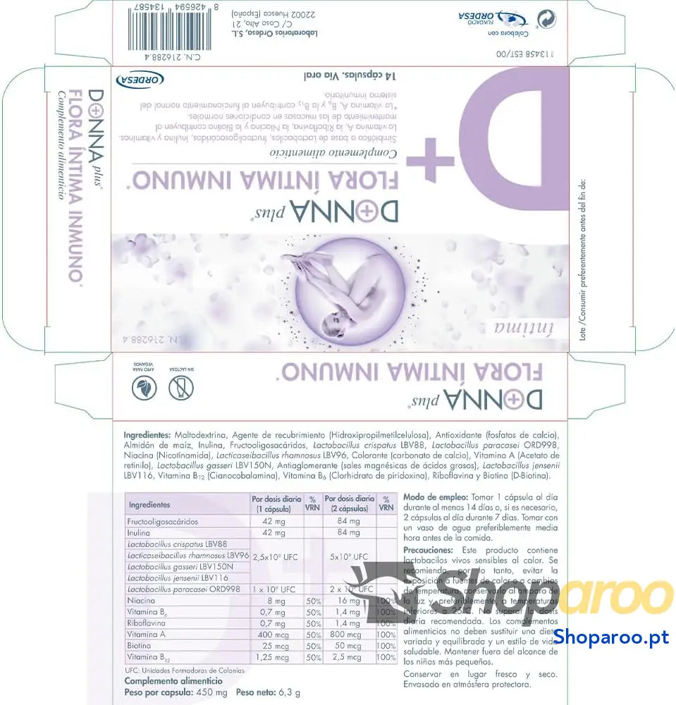 DonnaPlus Flora Íntima Imuno complemento alimentar simbiótico vaginal