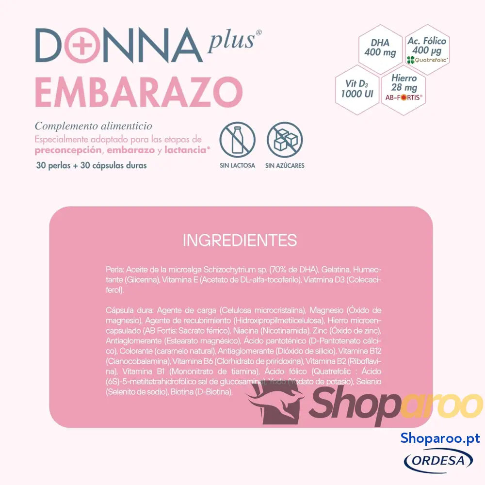DONNAplus Gravidez suplemento com DHA e ácido fólico para gravidez
