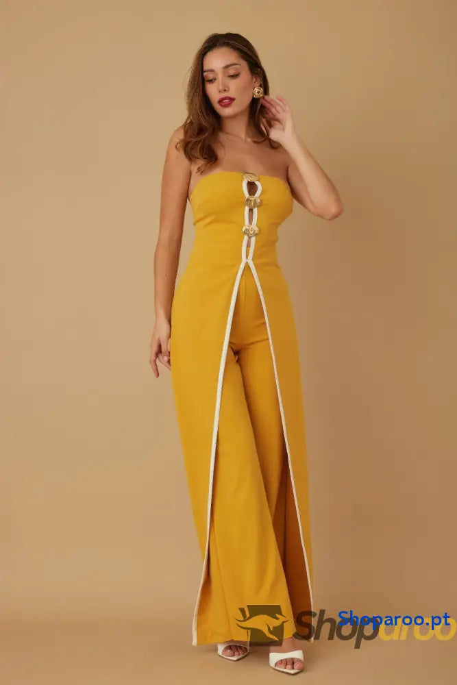 Double Flap Layer Strapless Jumpsuit
