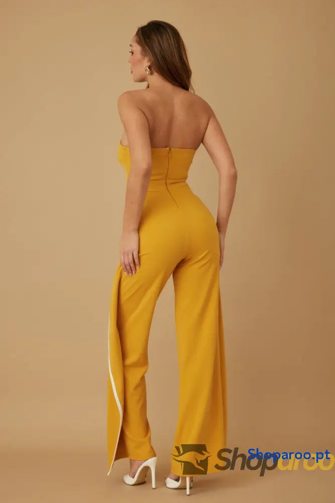 Double Flap Layer Strapless Jumpsuit