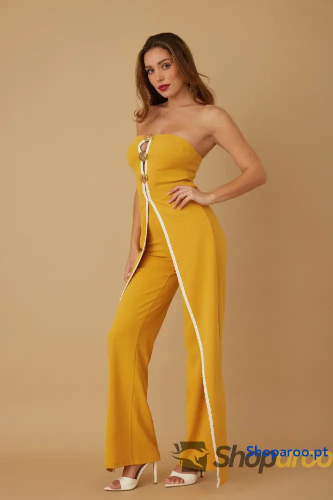 Double Flap Layer Strapless Jumpsuit