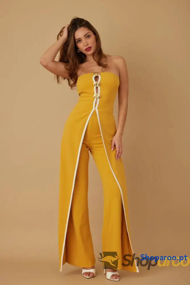 Double Flap Layer Strapless Jumpsuit