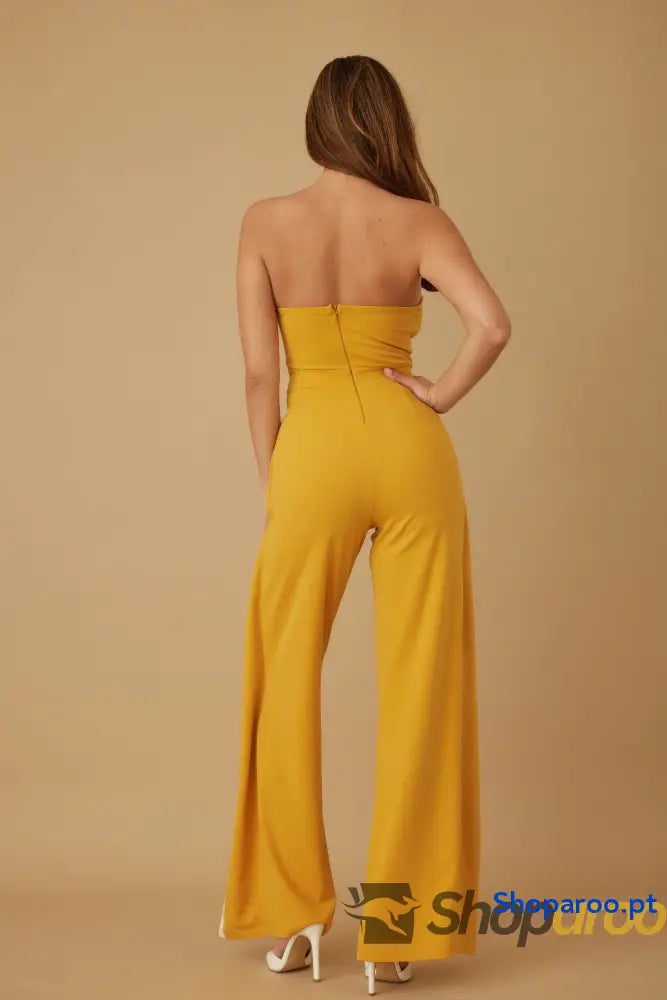 Double Flap Layer Strapless Jumpsuit