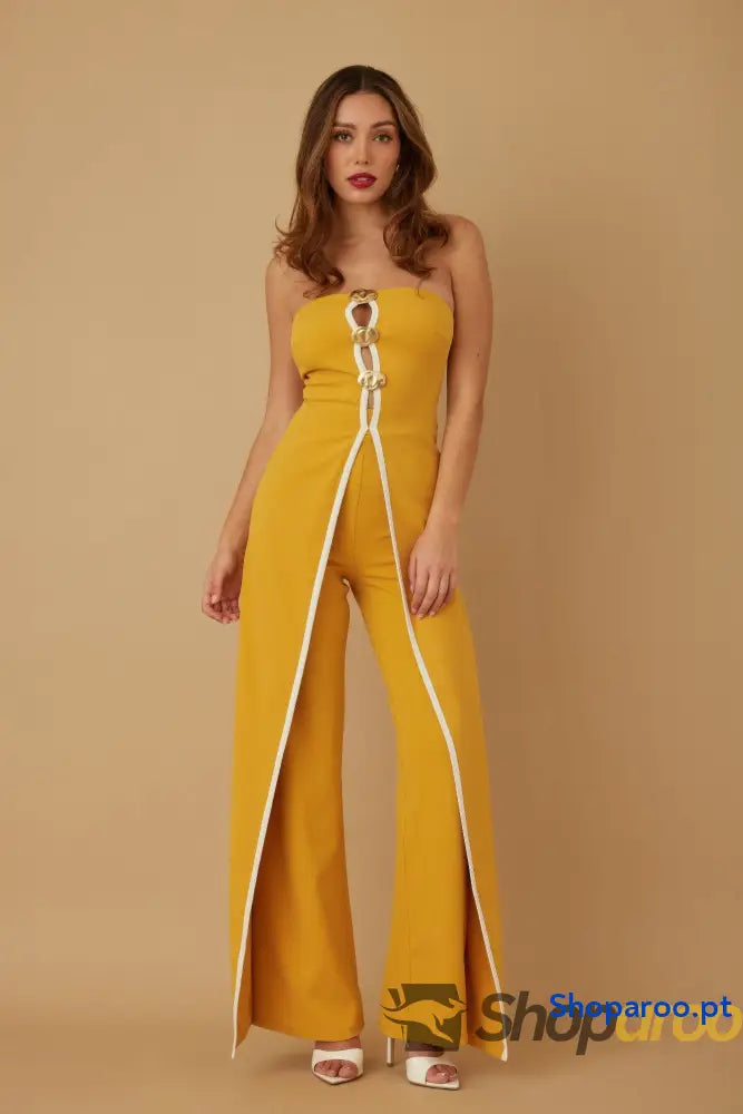 Double Flap Layer Strapless Jumpsuit