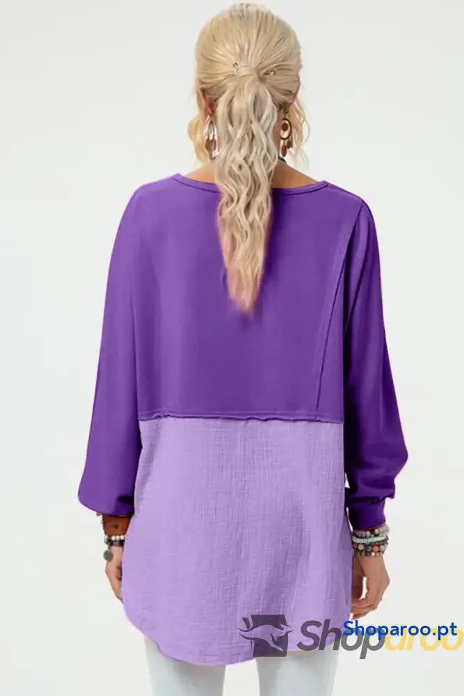 Double Take Full Size Long Sleeve High-Low T-Shirt