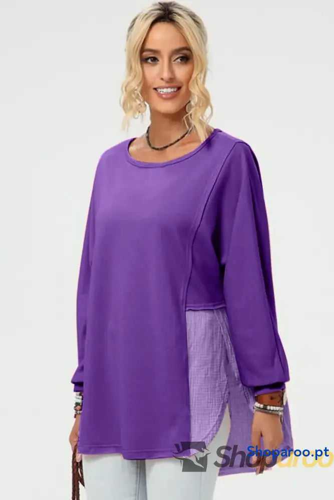 Double Take Full Size Long Sleeve High-Low T-Shirt