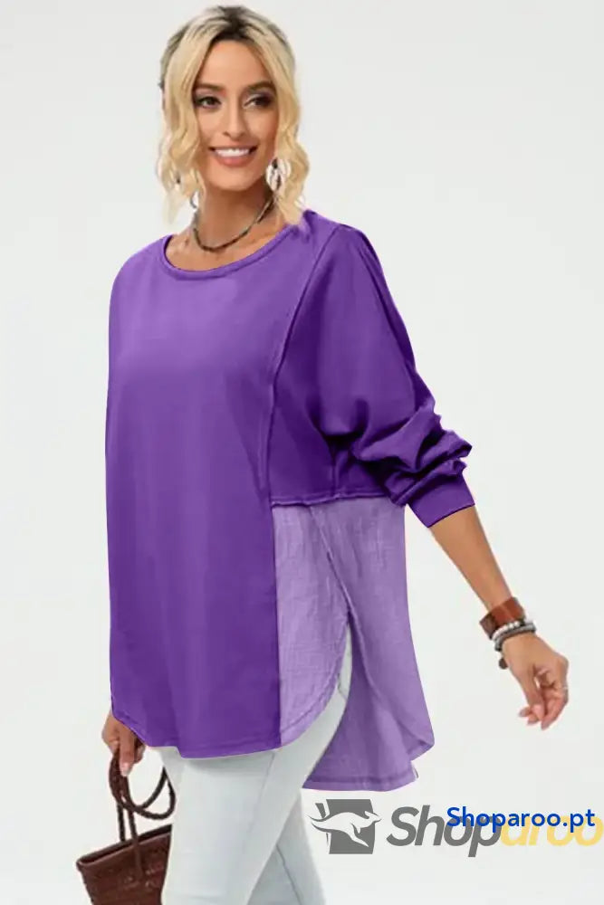 Double Take Full Size Long Sleeve High-Low T-Shirt