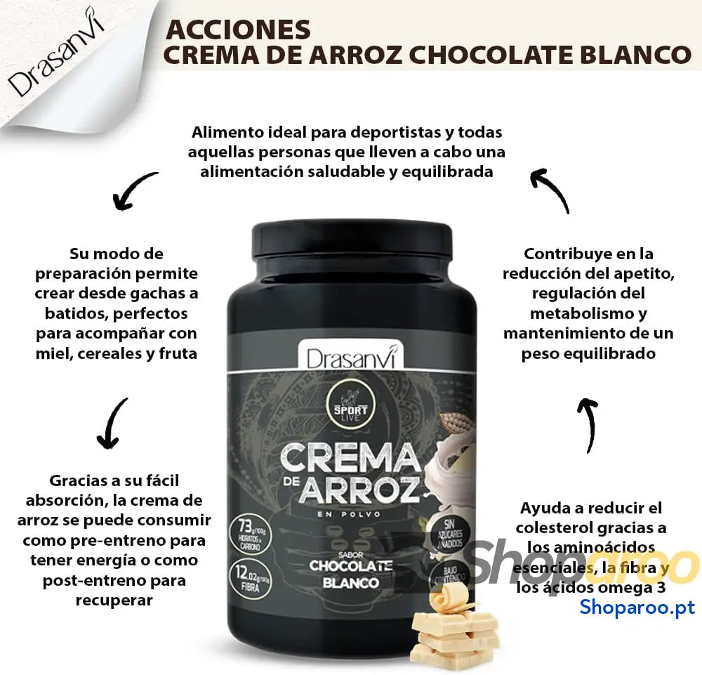 DRASANVI Creme de arroz | fitness | Energia rápida e sustentada Hidratos carbono fibra proteínas qualidade sem gorduras