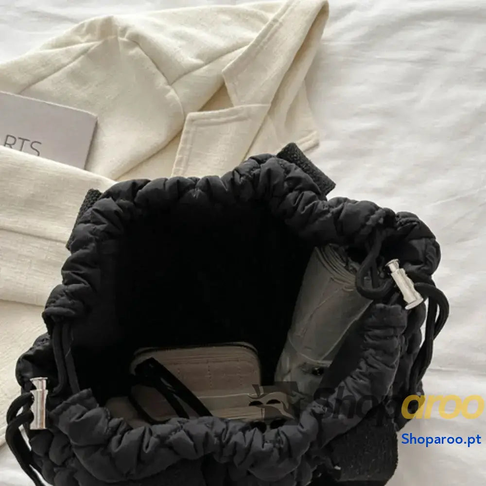 Drawstring Bubble Texture Tote Bag